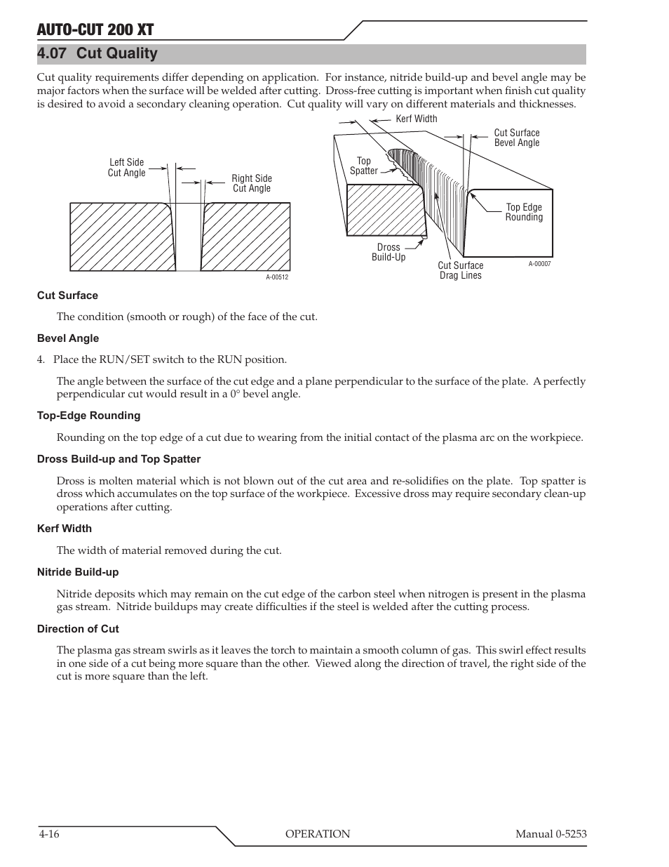 07 cut quality, Cut quality -16, Auto-cut 200 xt | Tweco 200 XT Auto-Cut 380V User Manual | Page 64 / 166