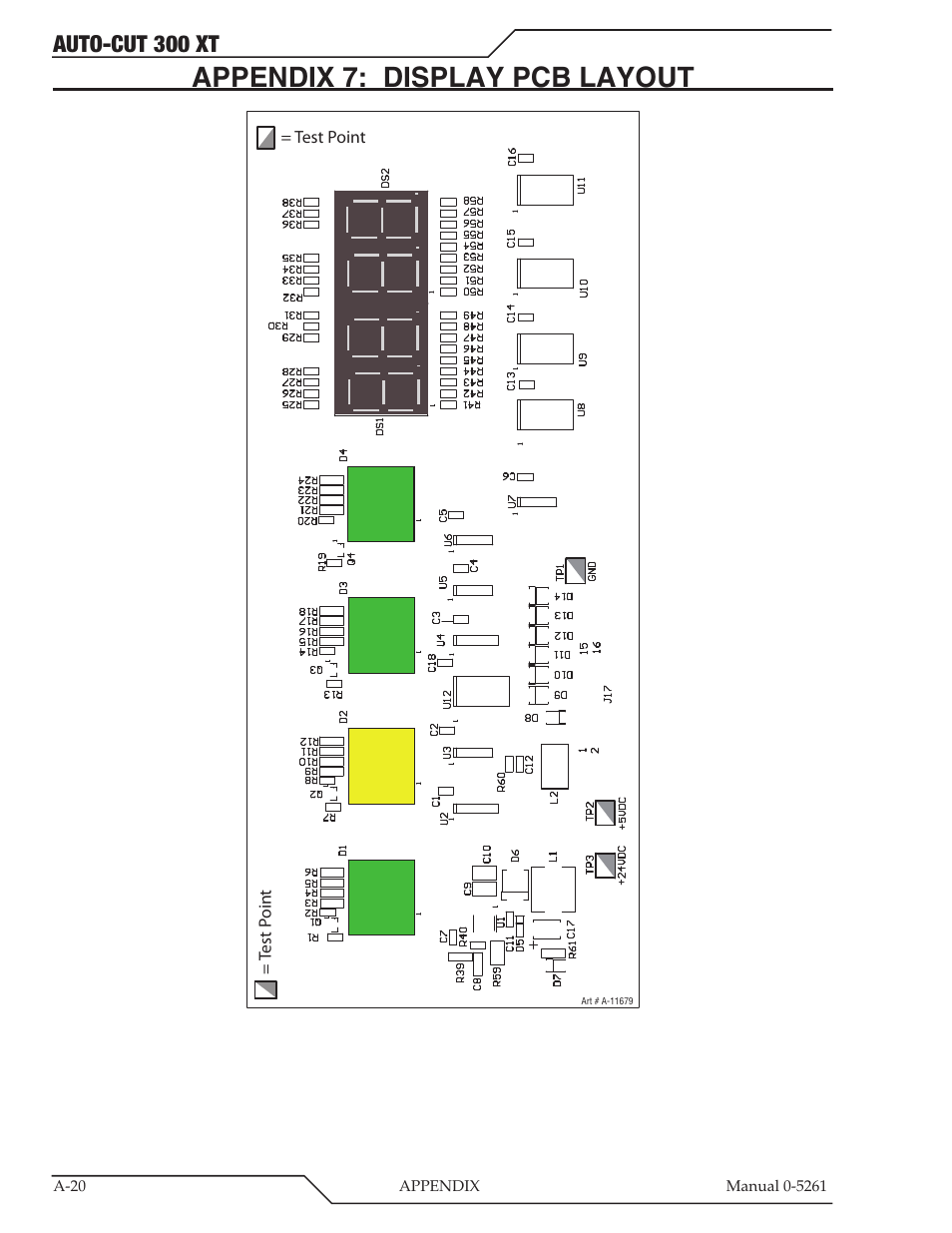 Appendix 7: display pcb layout, Auto-cut 300 xt | Tweco 300 XT Auto-Cut 380V User Manual | Page 102 / 160