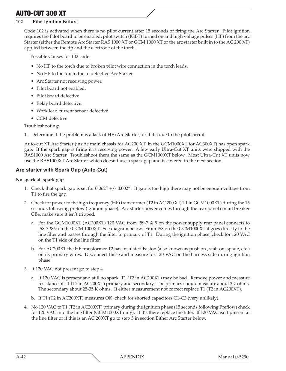 Auto-cut 300 xt | Tweco 300 XT Auto-Cut 400V User Manual | Page 124 / 158