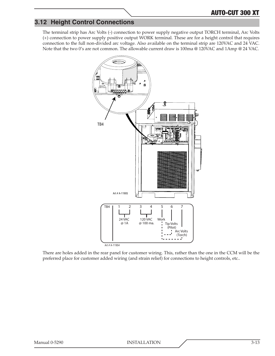 12 height control connections, Height control connections -13, Auto-cut 300 xt | Tweco 300 XT Auto-Cut 400V User Manual | Page 37 / 158