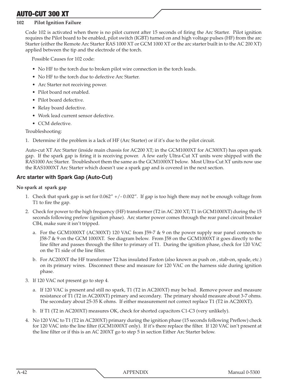 Auto-cut 300 xt | Tweco 300 XT Auto-Cut 480V User Manual | Page 124 / 158