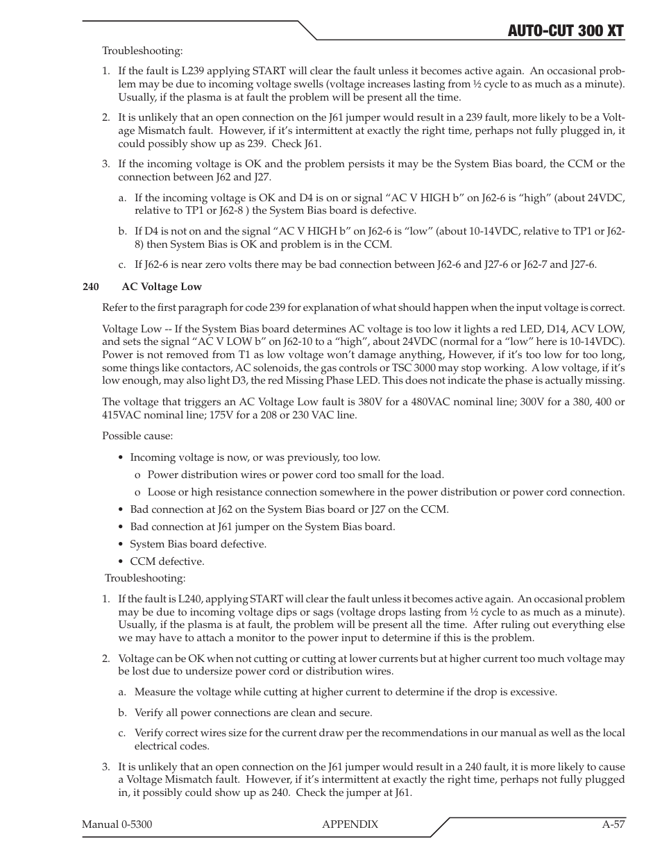 Auto-cut 300 xt | Tweco 300 XT Auto-Cut 480V User Manual | Page 139 / 158