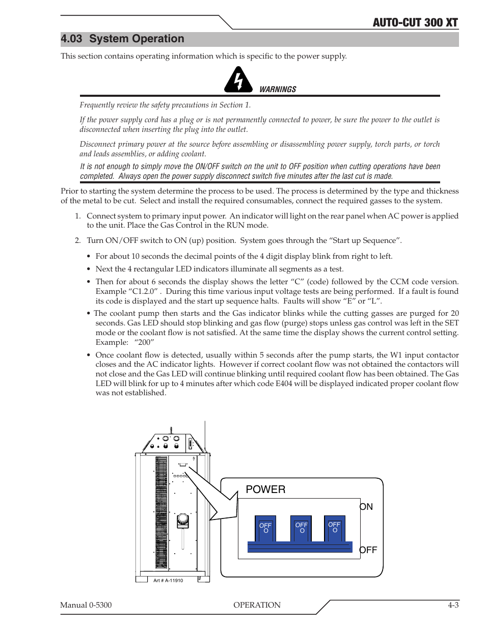 03 system operation, System operation -3, Auto-cut 300 xt | Power | Tweco 300 XT Auto-Cut 480V User Manual | Page 51 / 158