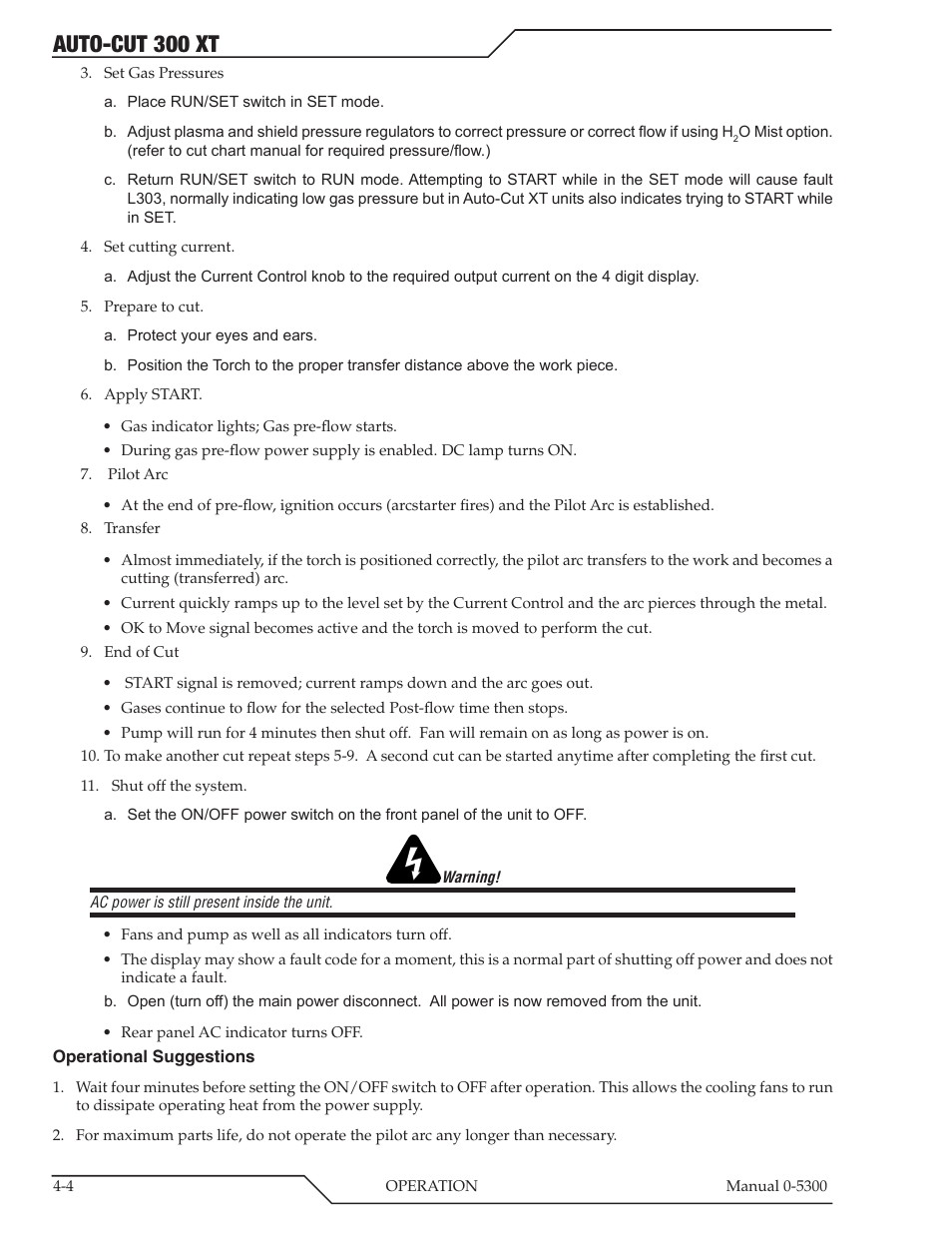 Auto-cut 300 xt | Tweco 300 XT Auto-Cut 480V User Manual | Page 52 / 158