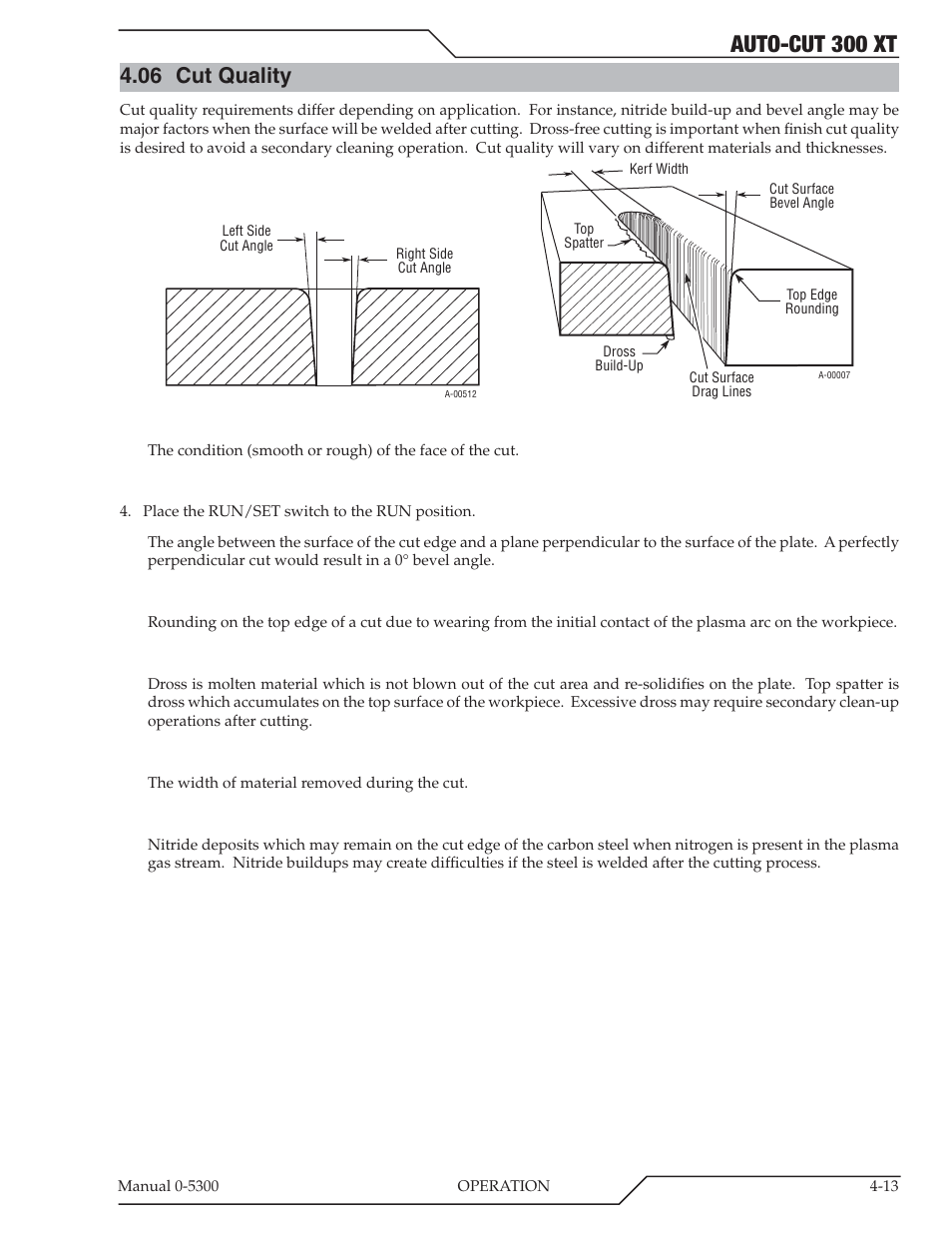 Auto-cut 300 xt, 06 cut quality | Tweco 300 XT Auto-Cut 480V User Manual | Page 61 / 158