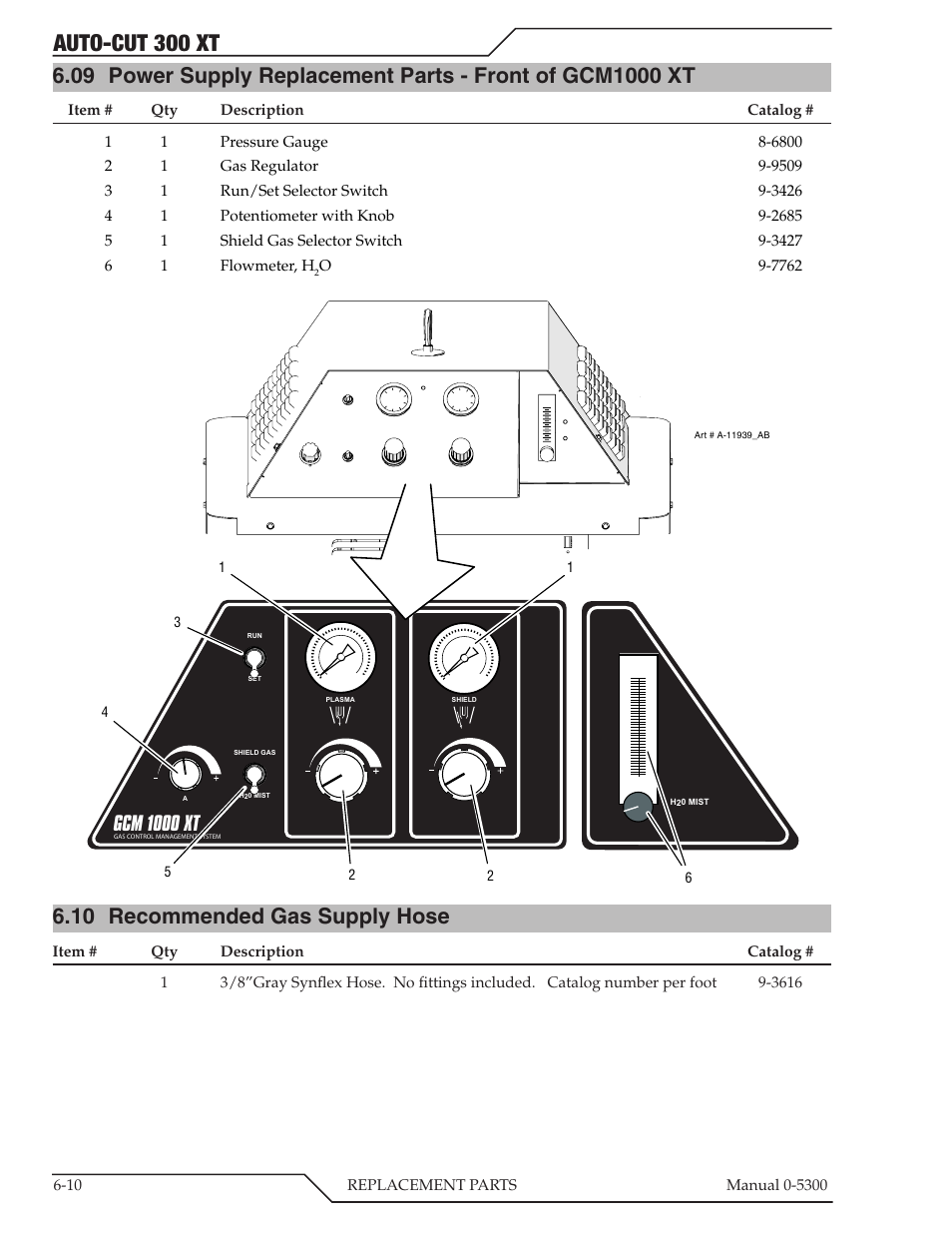 10 recommended gas supply hose, Recommended gas supply hose -10, Auto-cut 300 xt | Gcm 1000 xt | Tweco 300 XT Auto-Cut 480V User Manual | Page 76 / 158