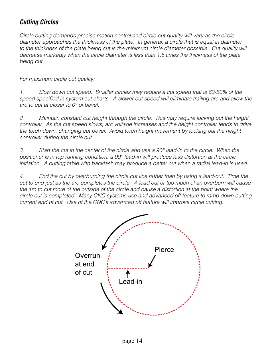 Pierce lead-in overrun at end of cut | Tweco Dynamics Automation User Manual | Page 14 / 24