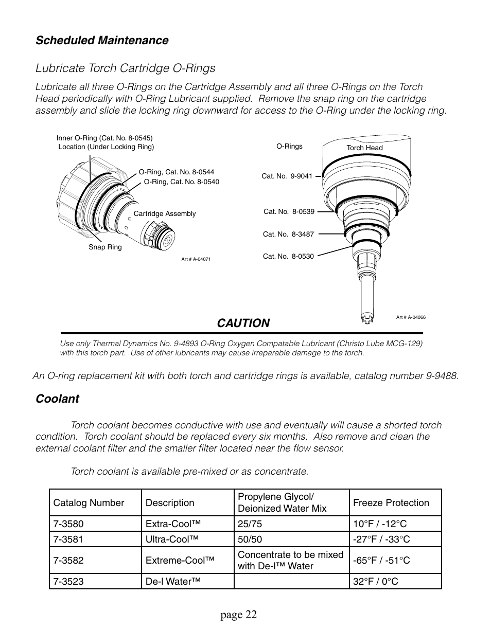Coolant, Caution, Page | Tweco Dynamics Automation User Manual | Page 22 / 24