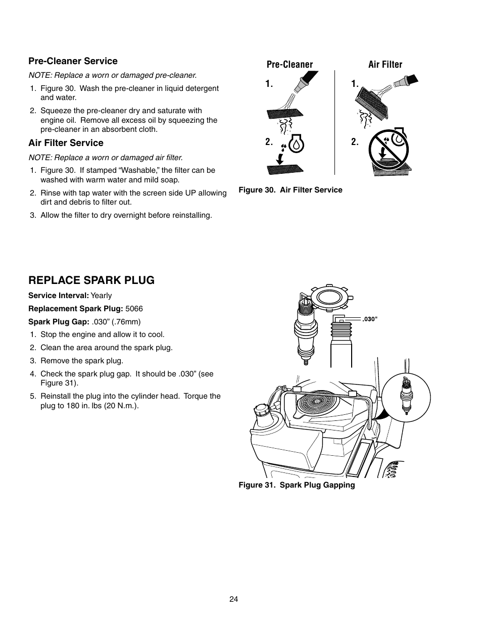 Replace spark plug | Briggs & Stratton 150Z Series User Manual | Page 26 / 38