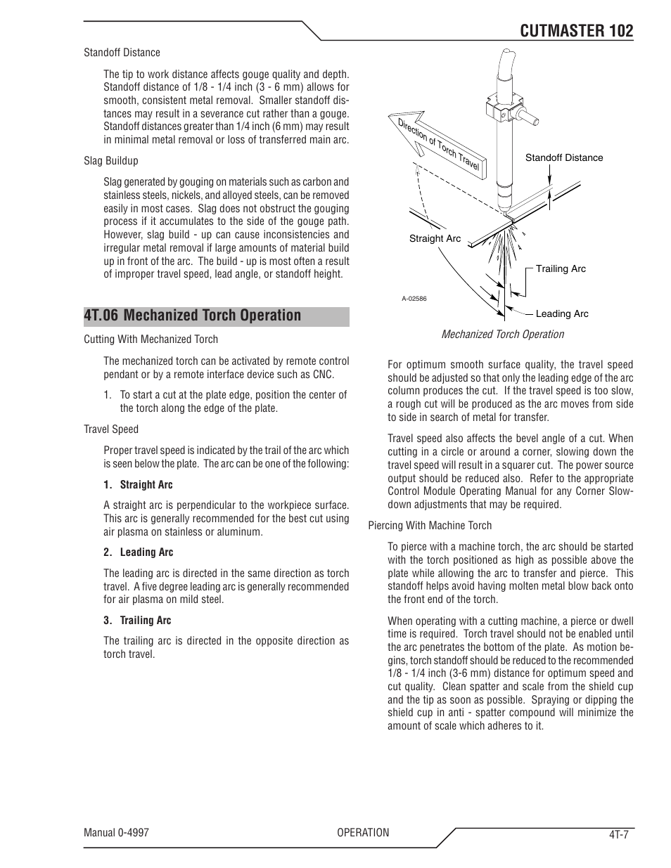 4t.06 mechanized torch operation, 4t.06 mechanized torch operation t-7, Cutmaster 102 | Tweco 102 Cutmaster User Manual | Page 41 / 84