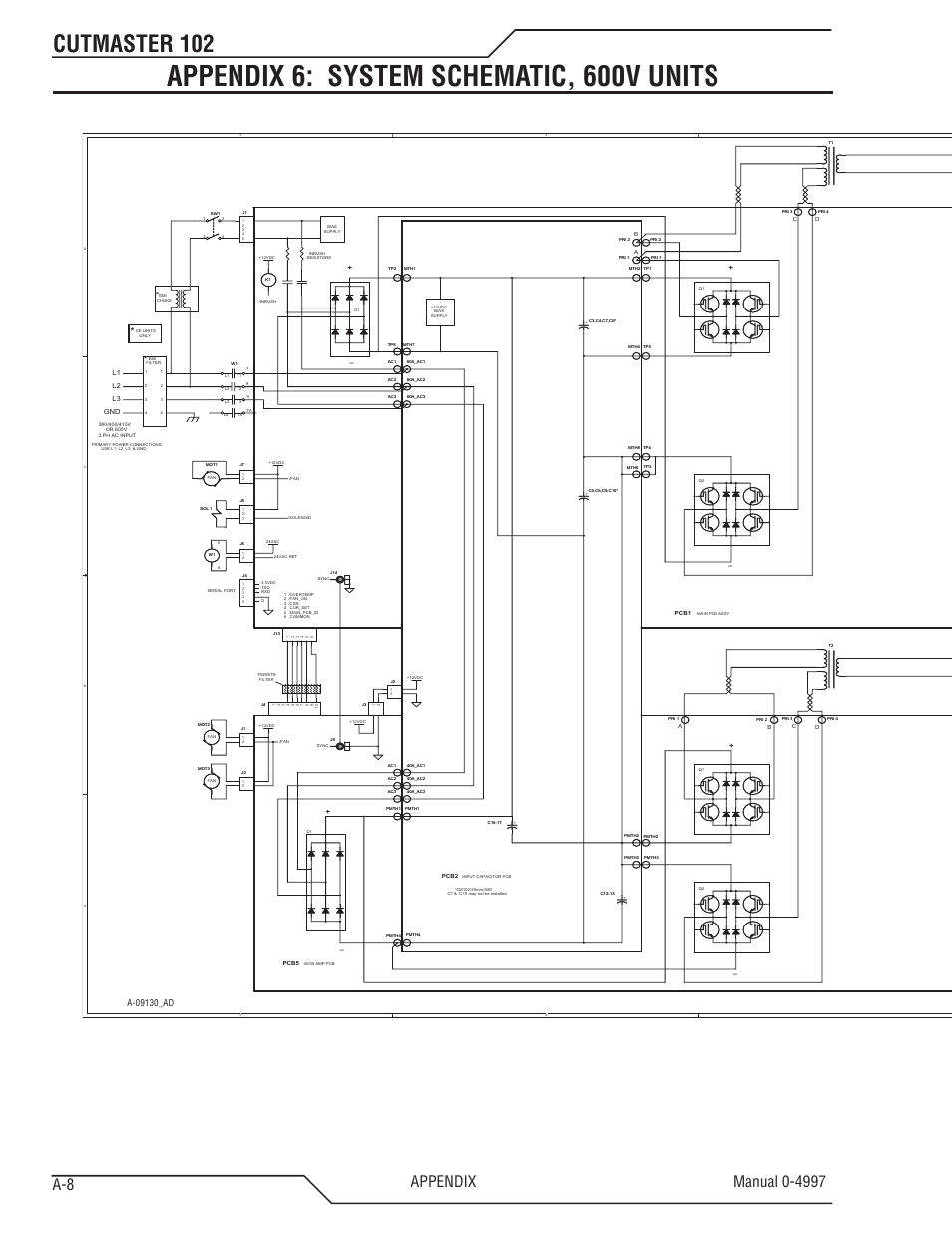 Appendix 6: system schematic, 600v units, Cutmaster 102 | Tweco 102 Cutmaster User Manual | Page 80 / 84