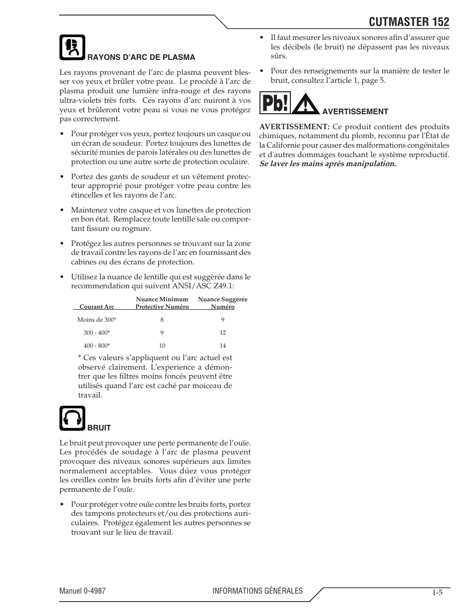 Cutmaster 152 | Tweco 152 CutMaster User Manual | Page 11 / 84