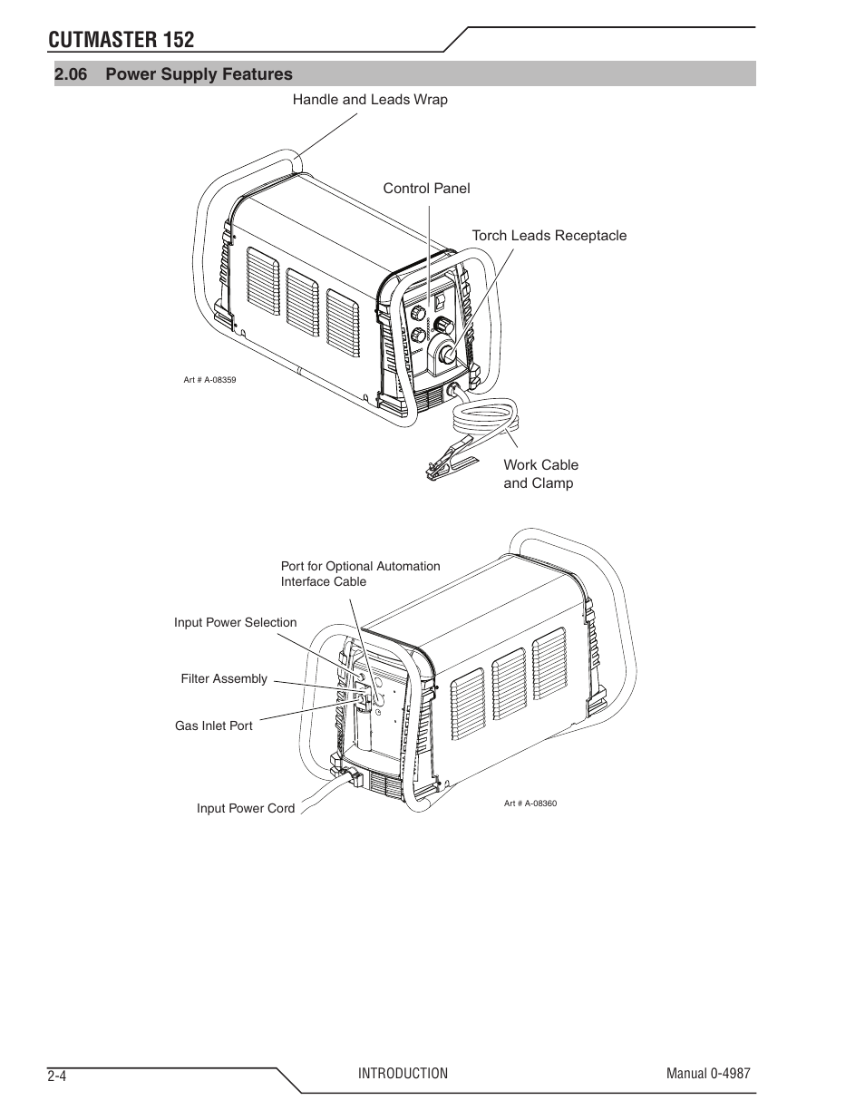 06 power supply features, Power supply features -4, Cutmaster 152 | Tweco 152 CutMaster User Manual | Page 18 / 84