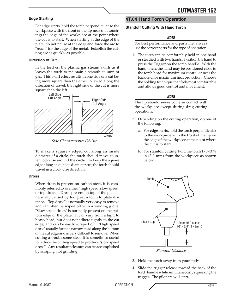 4t.04 hand torch operation, 4t.04 hand torch operation t-3, Cutmaster 152 | Tweco 152 CutMaster User Manual | Page 35 / 84