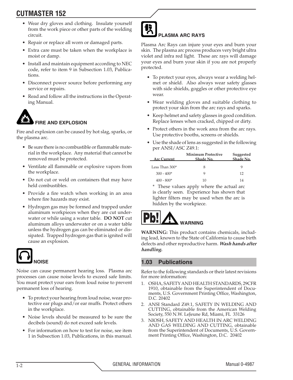 03 publications, 03 publications -2, Cutmaster 152 | Tweco 152 CutMaster User Manual | Page 8 / 84