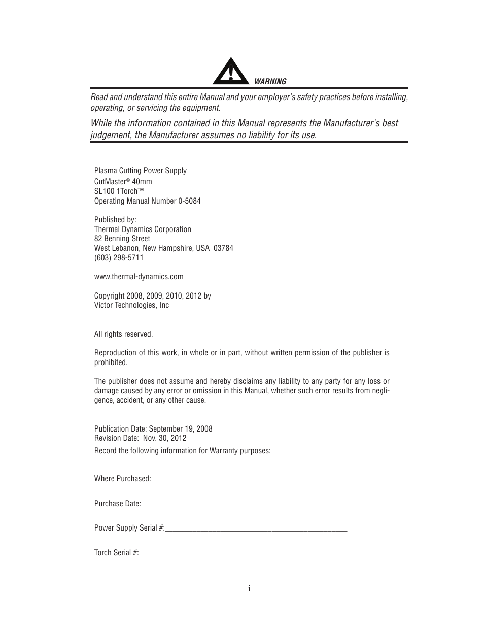 Tweco 40mm Cutmaster User Manual | Page 3 / 82