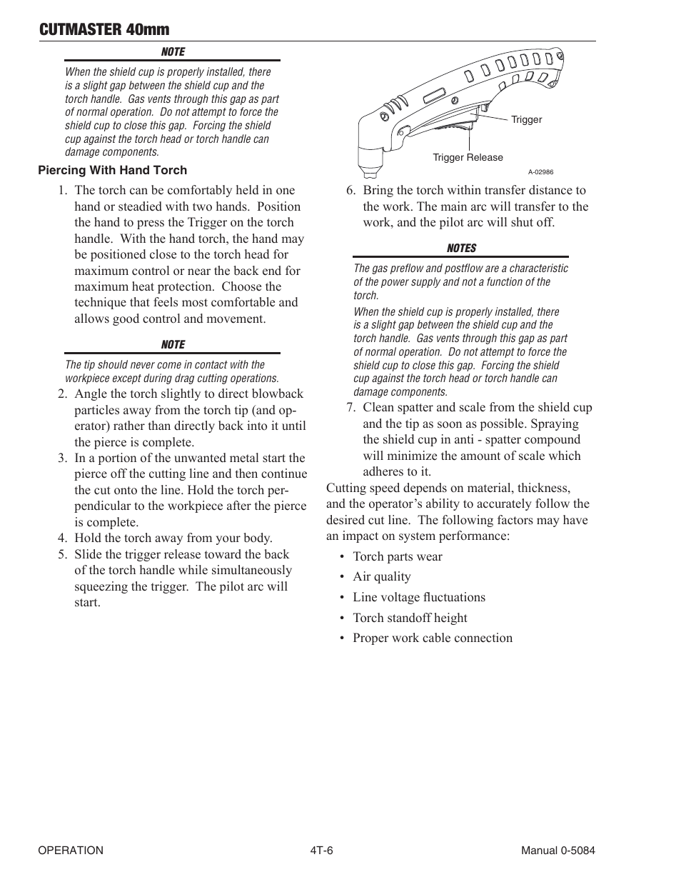 Cutmaster 40mm | Tweco 40mm Cutmaster User Manual | Page 38 / 82