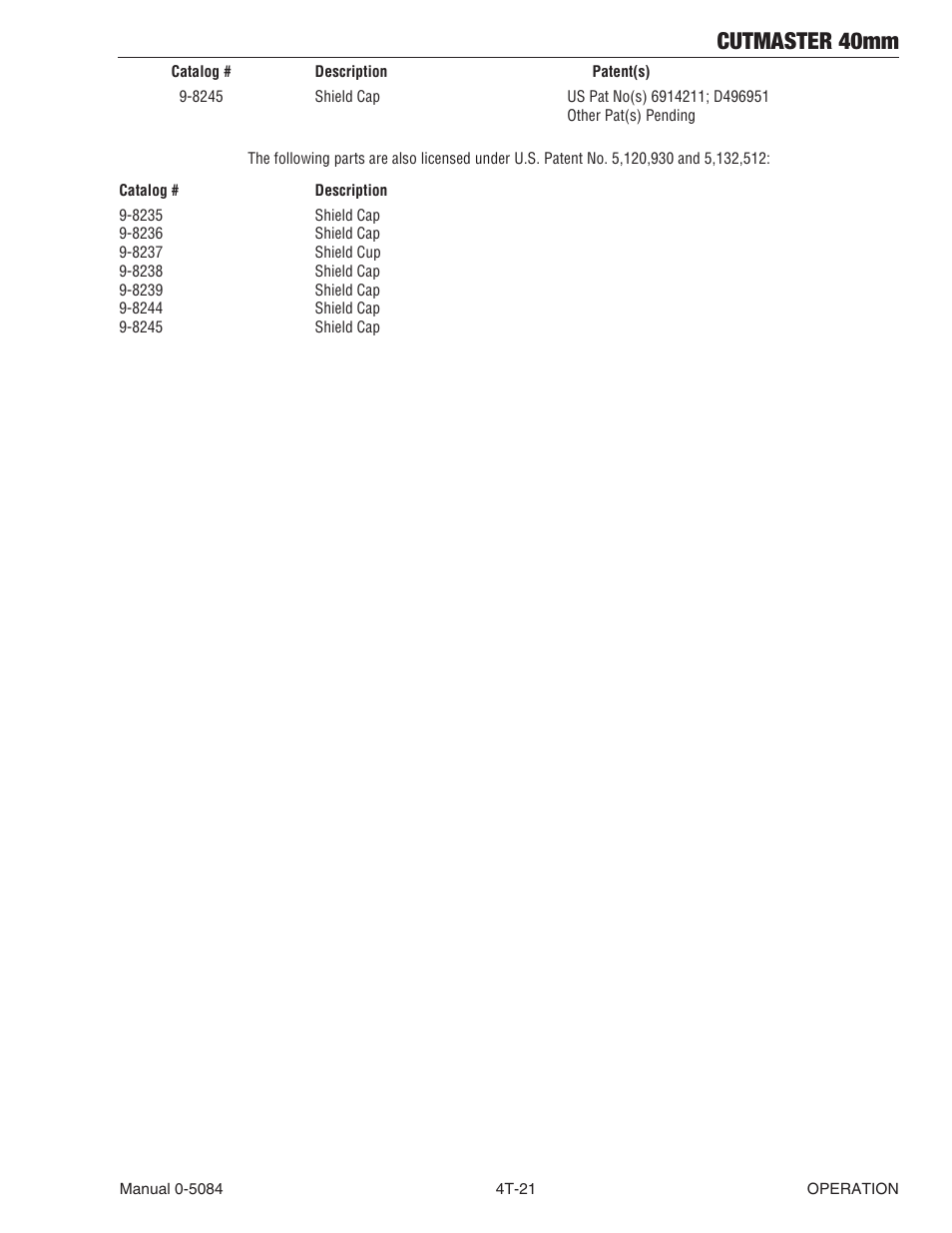 Cutmaster 40mm | Tweco 40mm Cutmaster User Manual | Page 53 / 82