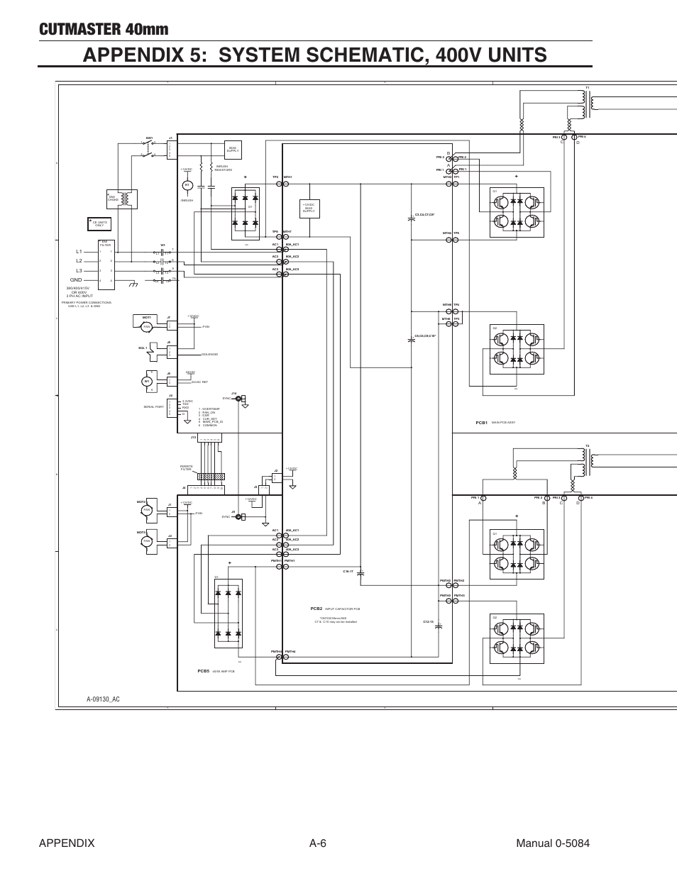 Appendix 5: system schematic, 400v units, Cutmaster 40mm | Tweco 40mm Cutmaster User Manual | Page 78 / 82