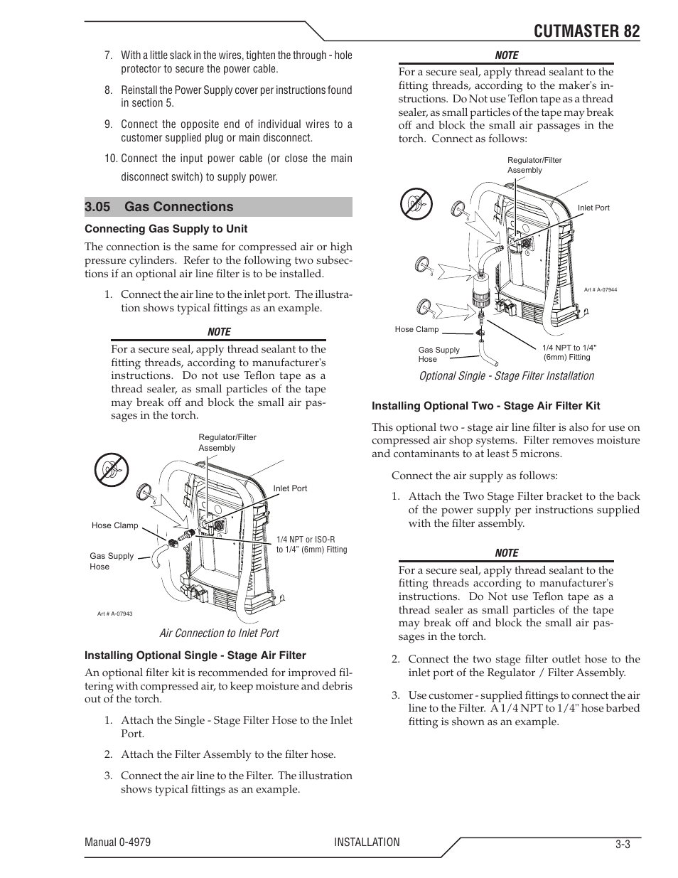 Cutmaster 82, 05 gas connections | Tweco 82 CutMaster User Manual | Page 25 / 80