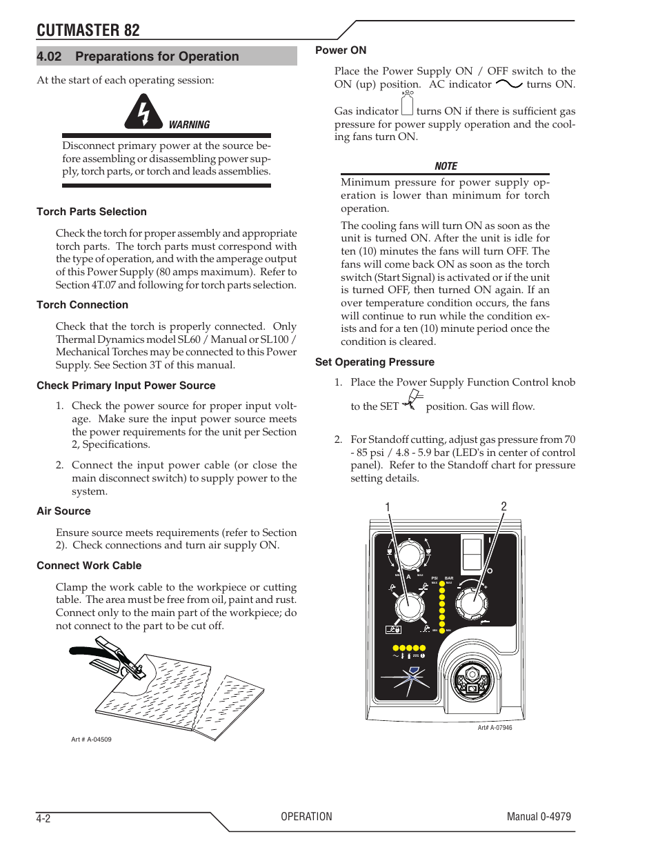 Cutmaster 82, 02 preparations for operation | Tweco 82 CutMaster User Manual | Page 30 / 80