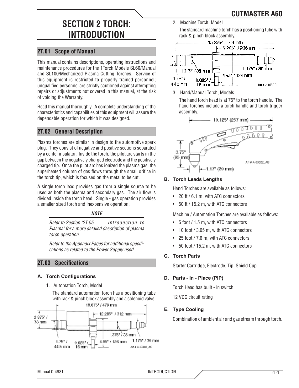 Cutmaster a60 | Tweco A60 Cutmaster User Manual | Page 19 / 118