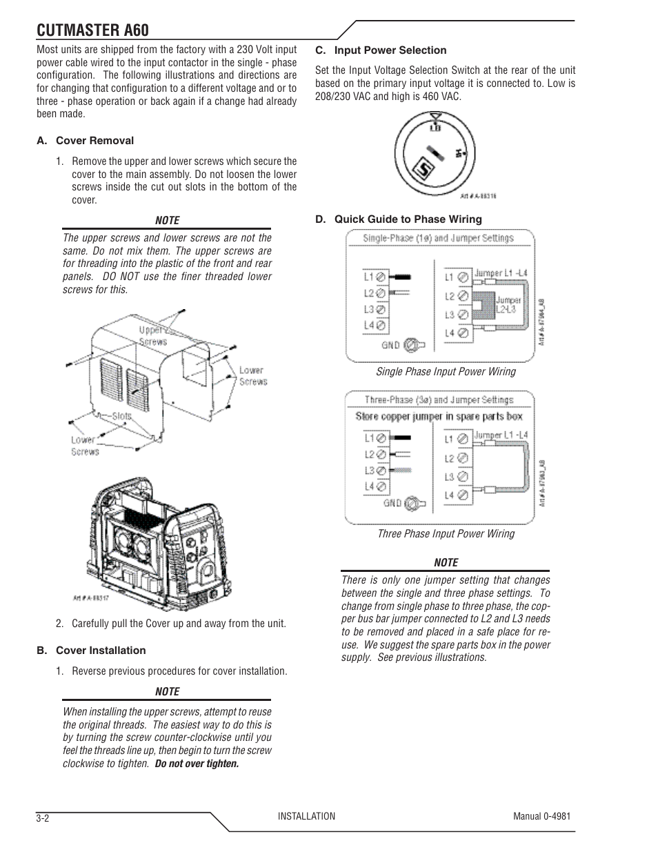 Cutmaster a60 | Tweco A60 Cutmaster User Manual | Page 24 / 118