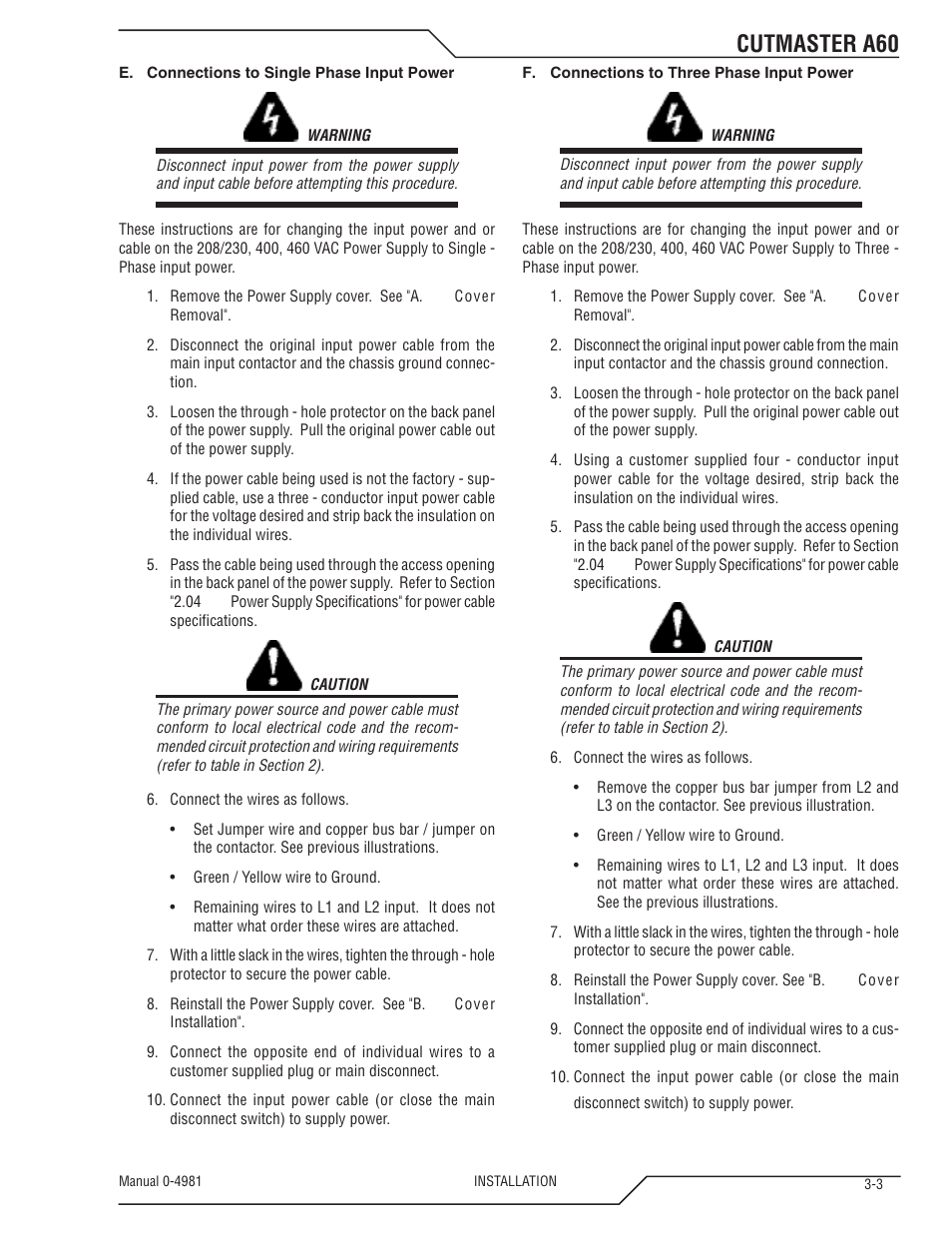 Cutmaster a60 | Tweco A60 Cutmaster User Manual | Page 25 / 118