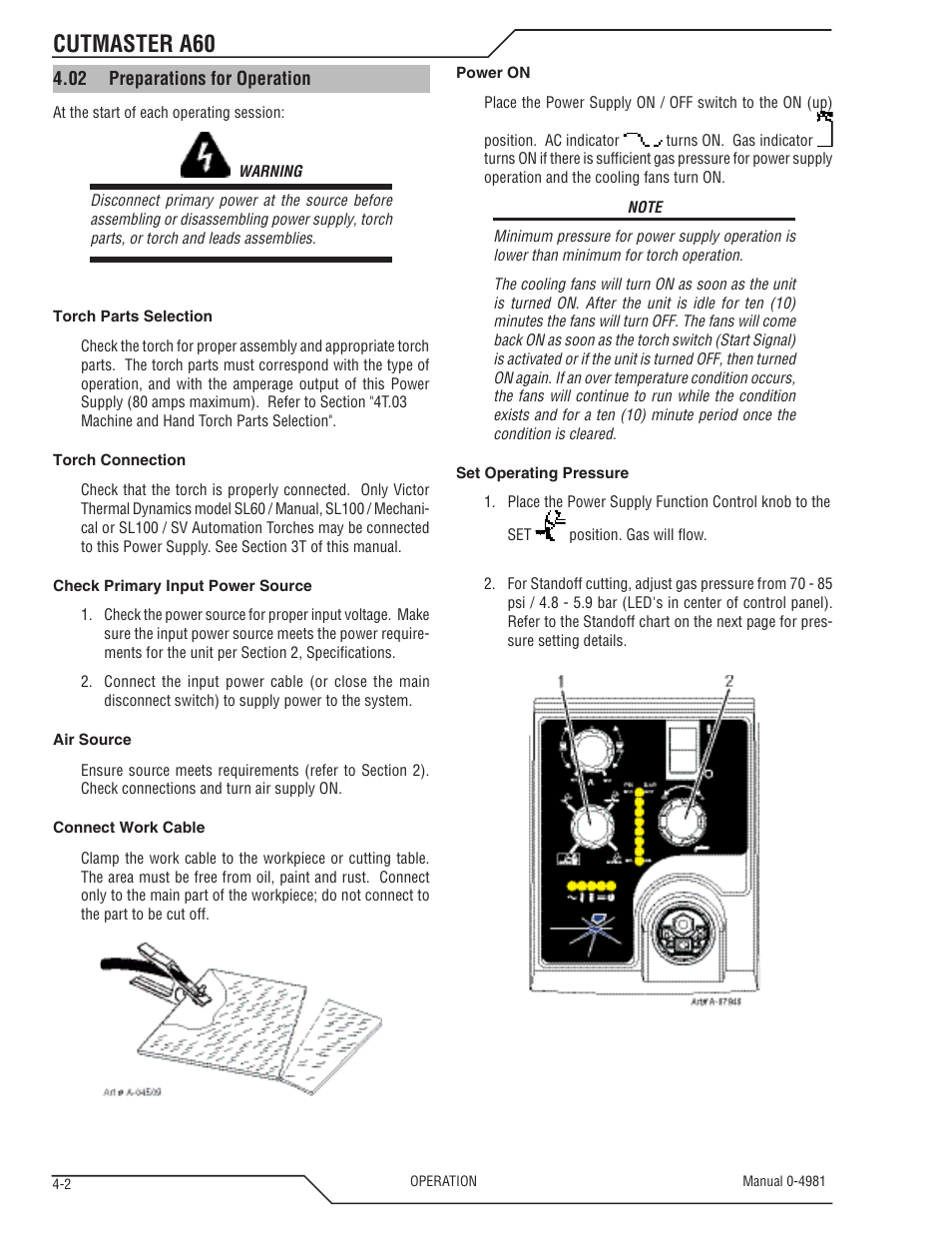 Cutmaster a60 | Tweco A60 Cutmaster User Manual | Page 34 / 118