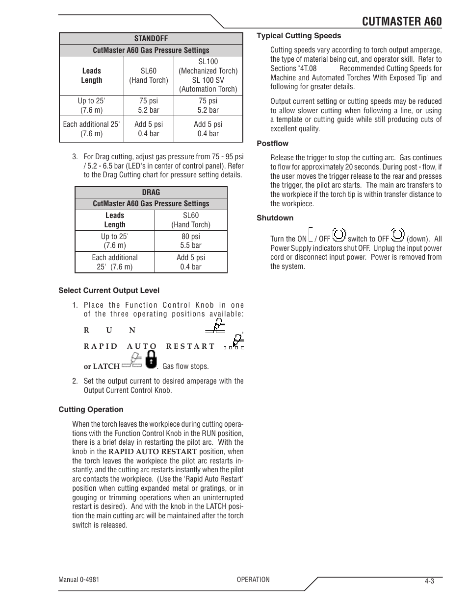 Cutmaster a60 | Tweco A60 Cutmaster User Manual | Page 35 / 118