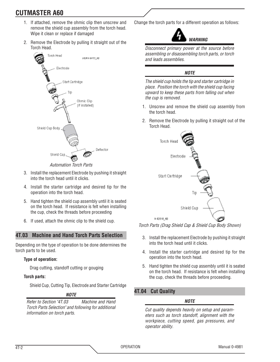 Cutmaster a60 | Tweco A60 Cutmaster User Manual | Page 38 / 118