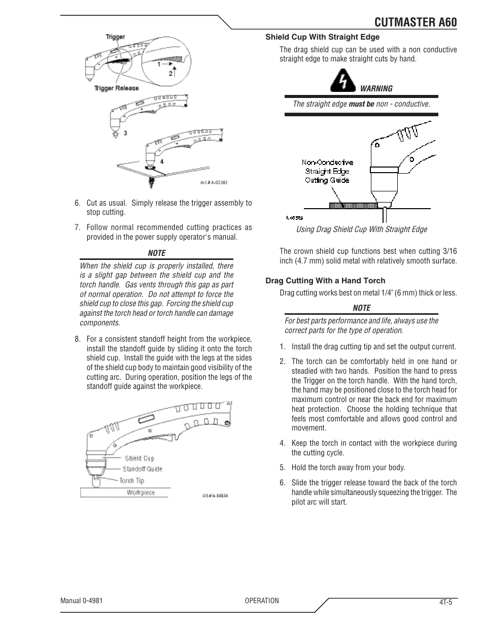 Cutmaster a60 | Tweco A60 Cutmaster User Manual | Page 41 / 118