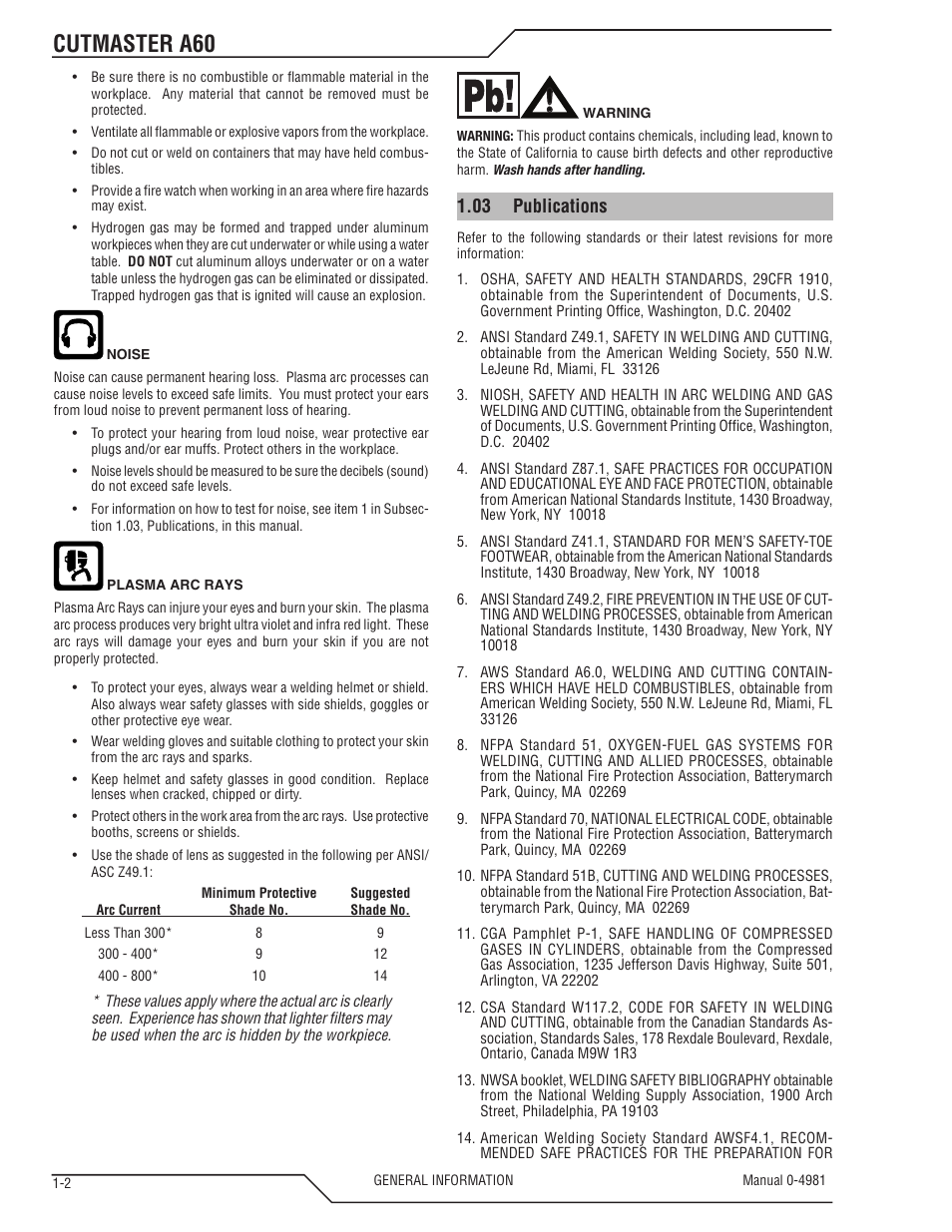 Cutmaster a60, 03 publications | Tweco A60 Cutmaster User Manual | Page 8 / 118