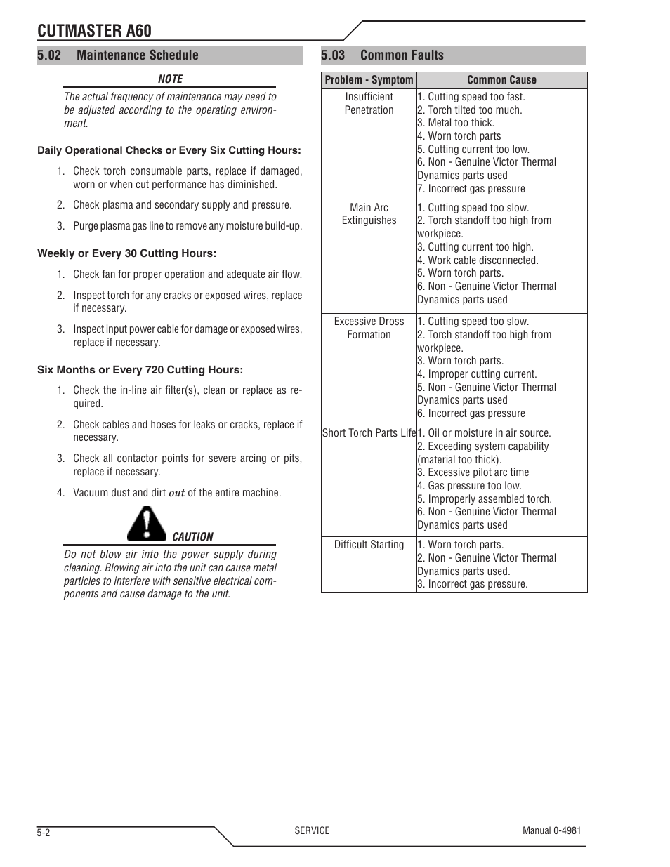 Cutmaster a60 | Tweco A60 Cutmaster User Manual | Page 88 / 118
