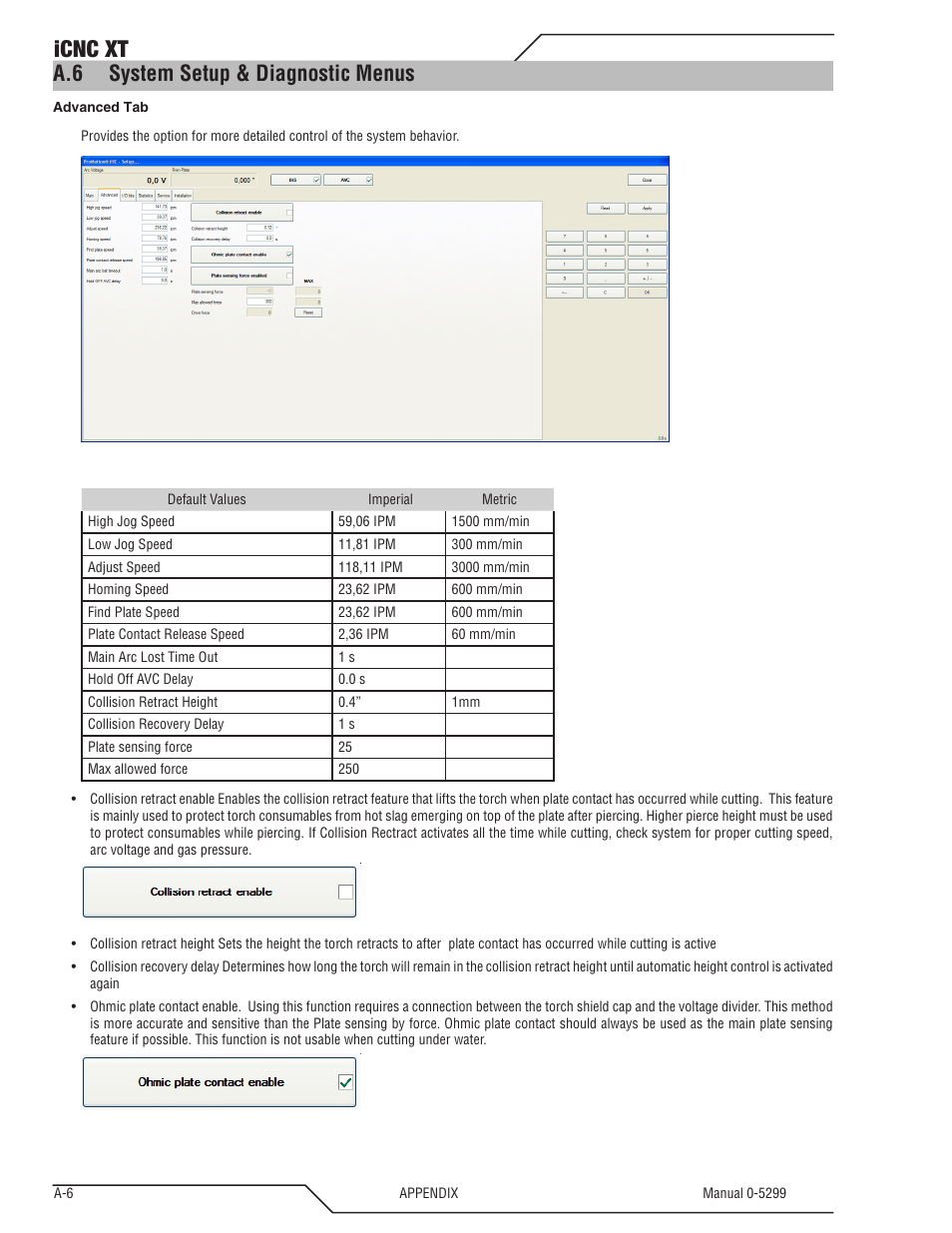 A.6 system setup & diagnostic menus, Icnc xt | Tweco iCNC XT User Manual | Page 104 / 110