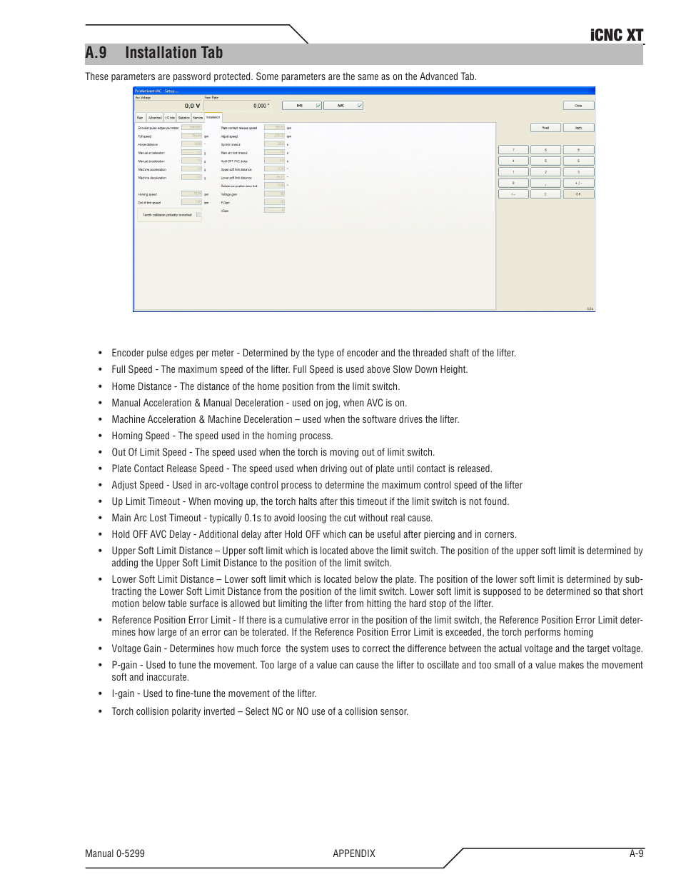 A.9 installation tab, Icnc xt | Tweco iCNC XT User Manual | Page 107 / 110