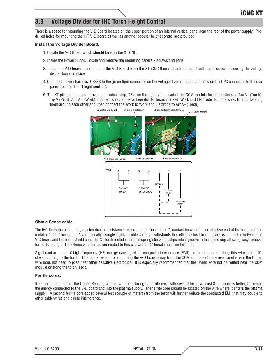 9 voltage divider for ihc torch height control, Voltage divider for ihc torch height control -11, Icnc xt | Tweco iCNC XT User Manual | Page 31 / 110