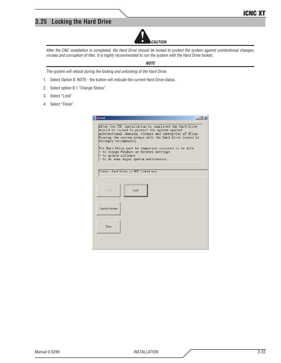 25 locking the hard drive, Locking the hard drive -33, Icnc xt | Tweco iCNC XT User Manual | Page 53 / 110