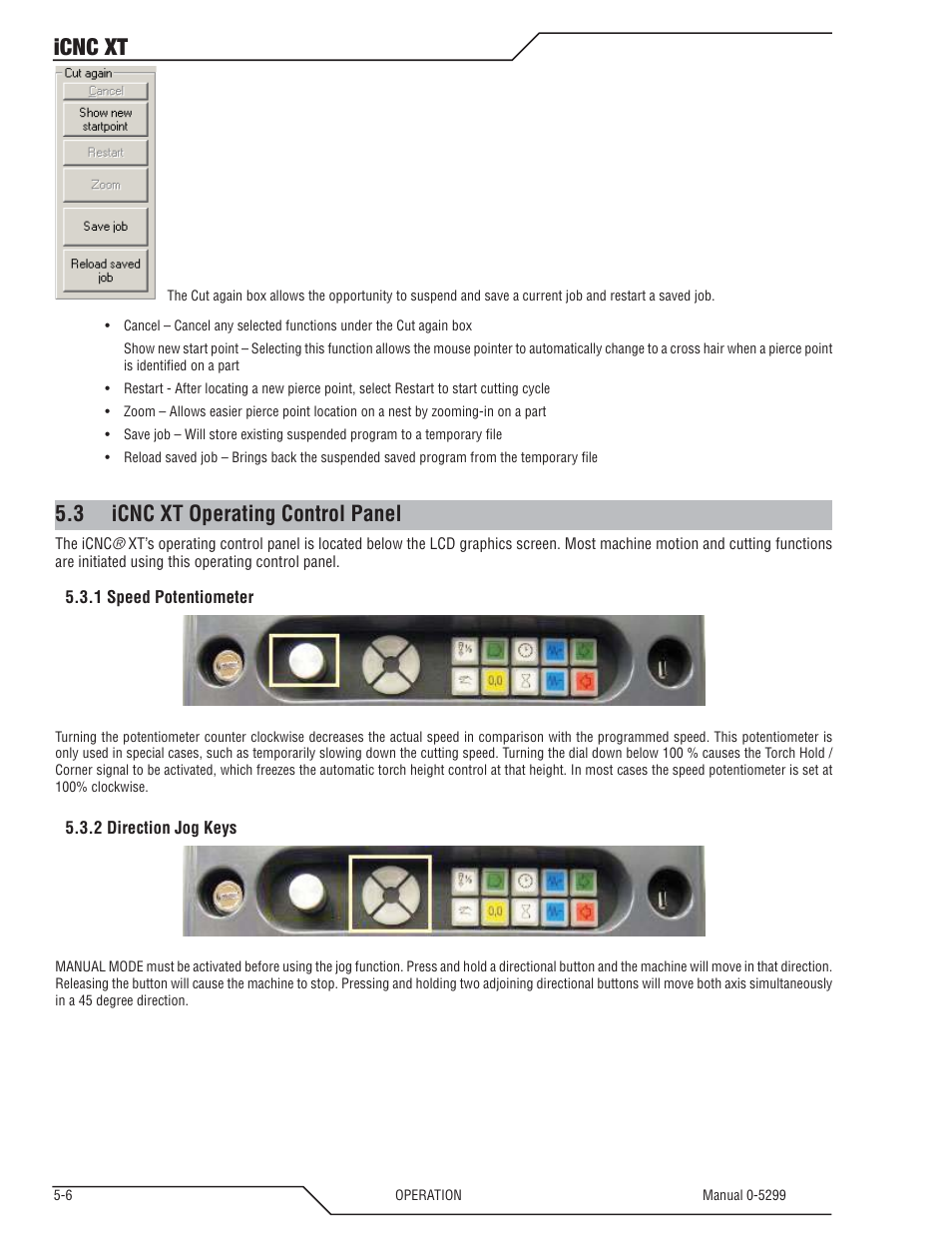 3 icnc xt operating control panel, Icnc xt operating control panel -6, Icnc xt | 3 icnc xt o perating control panel | Tweco iCNC XT User Manual | Page 64 / 110