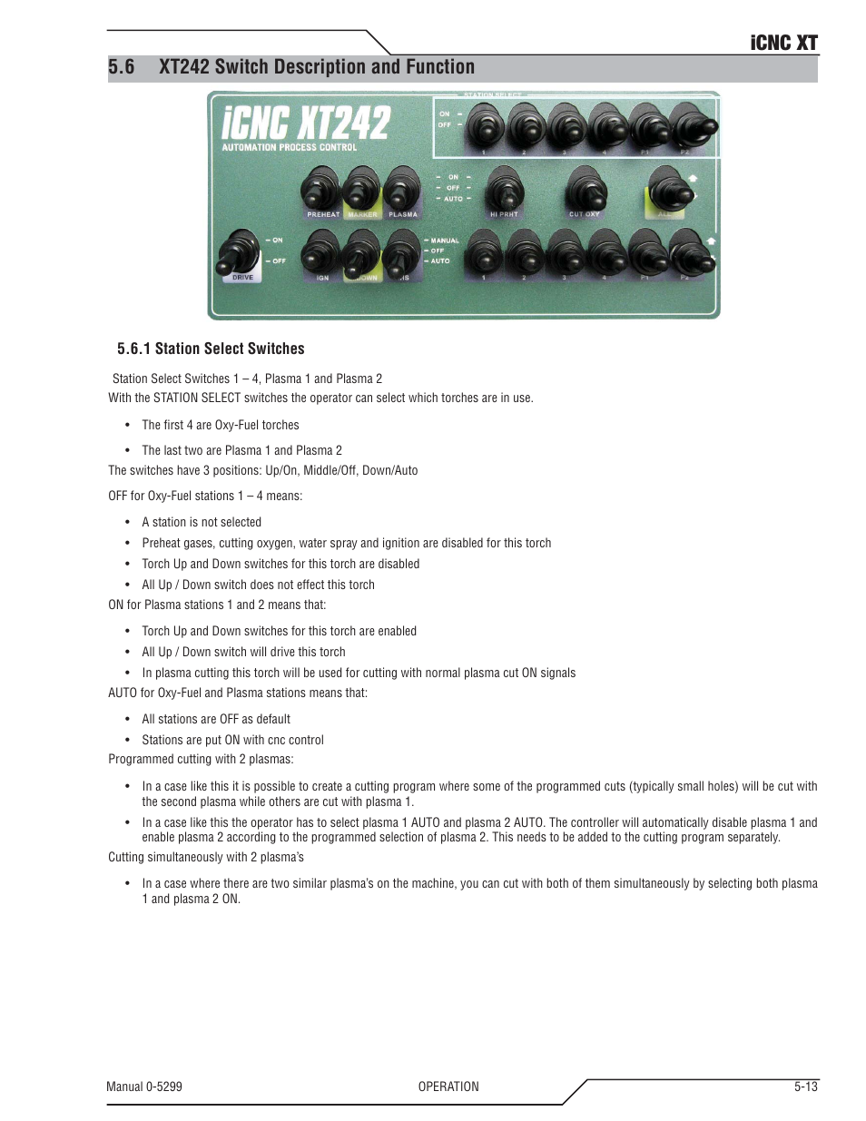 6 xt242 switch description and function, Xt242 switch description and function -13, Icnc xt | Tweco iCNC XT User Manual | Page 71 / 110