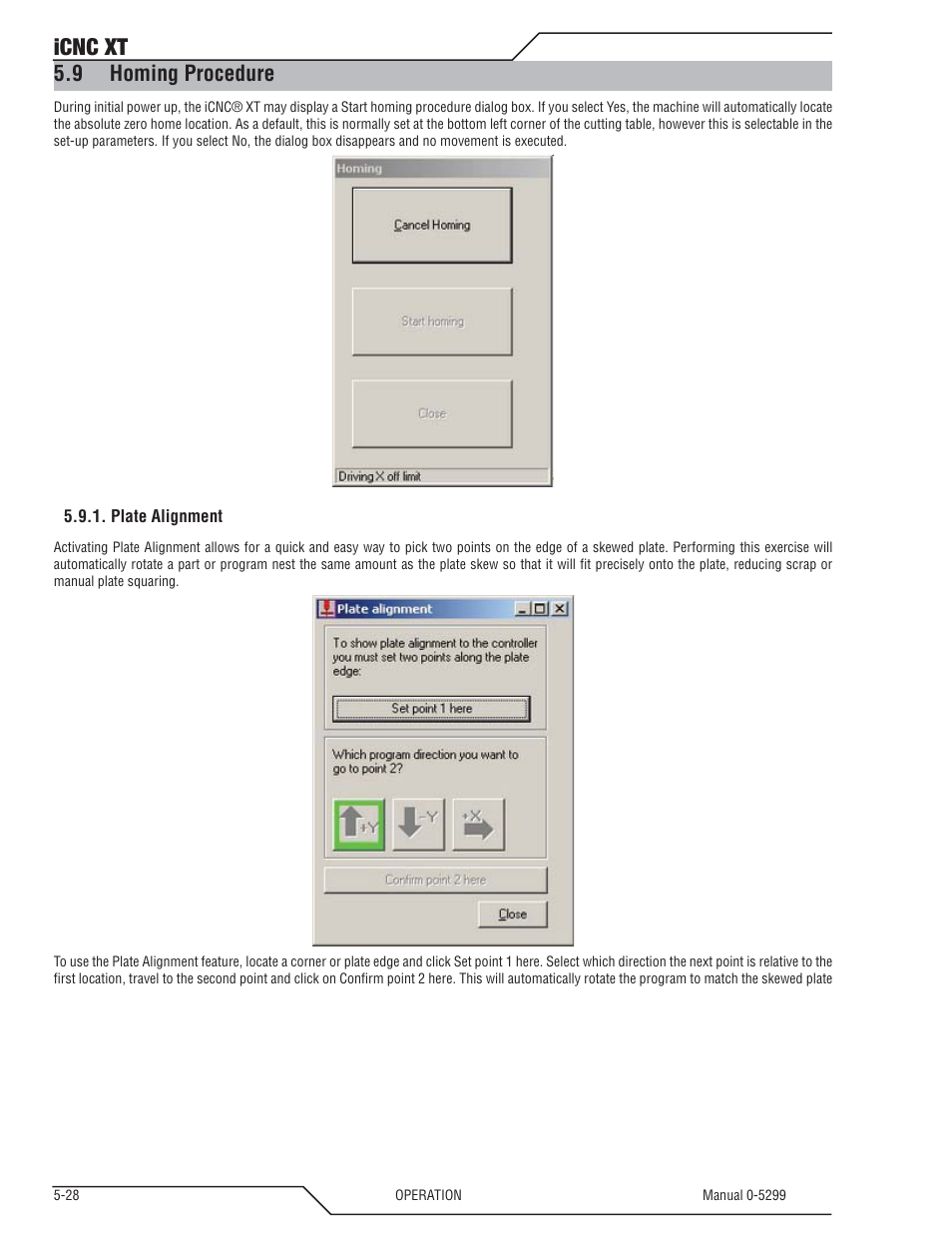 9 homing procedure, Homing procedure -28, Icnc xt | Tweco iCNC XT User Manual | Page 86 / 110