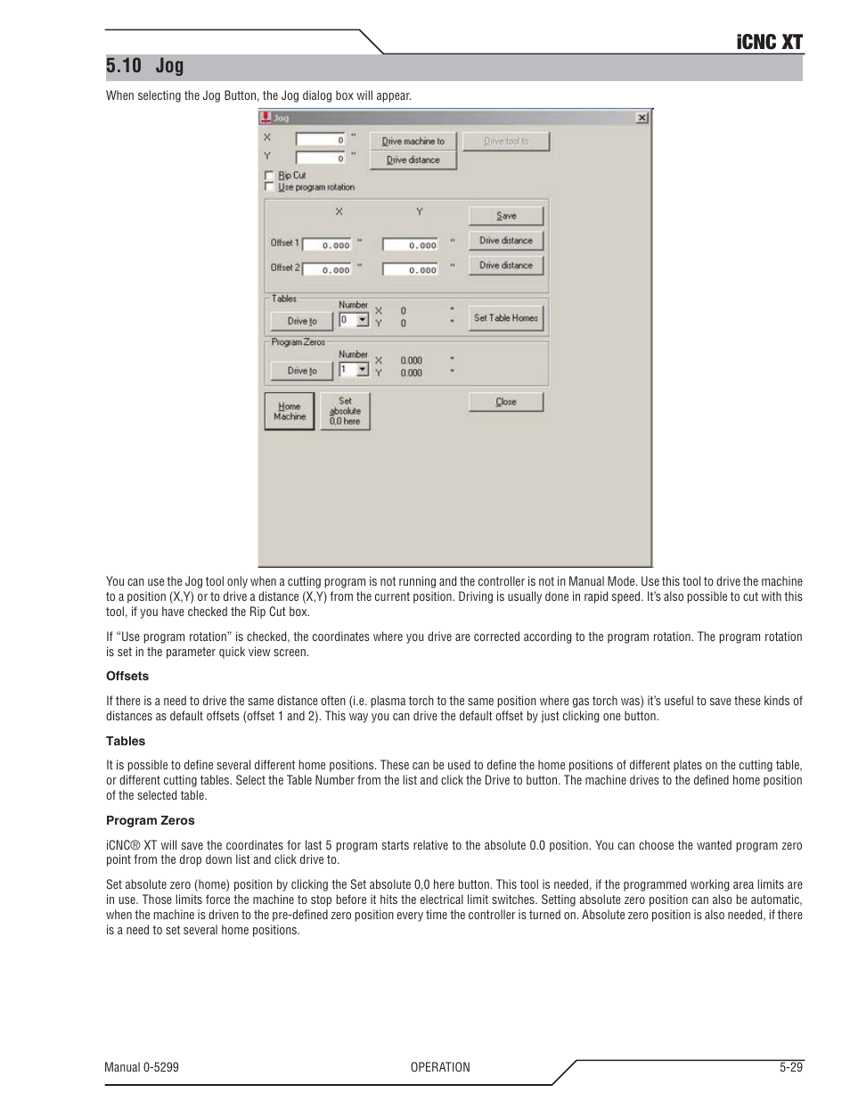 10 jog, 10 jog -29, Icnc xt | Tweco iCNC XT User Manual | Page 87 / 110