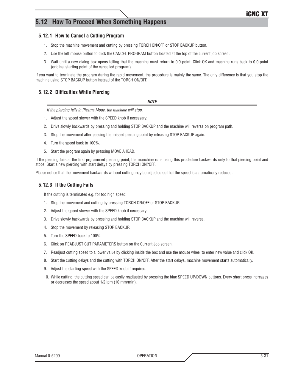 12 how to proceed when something happens, How to proceed when something happens -31, Icnc xt | Tweco iCNC XT User Manual | Page 89 / 110