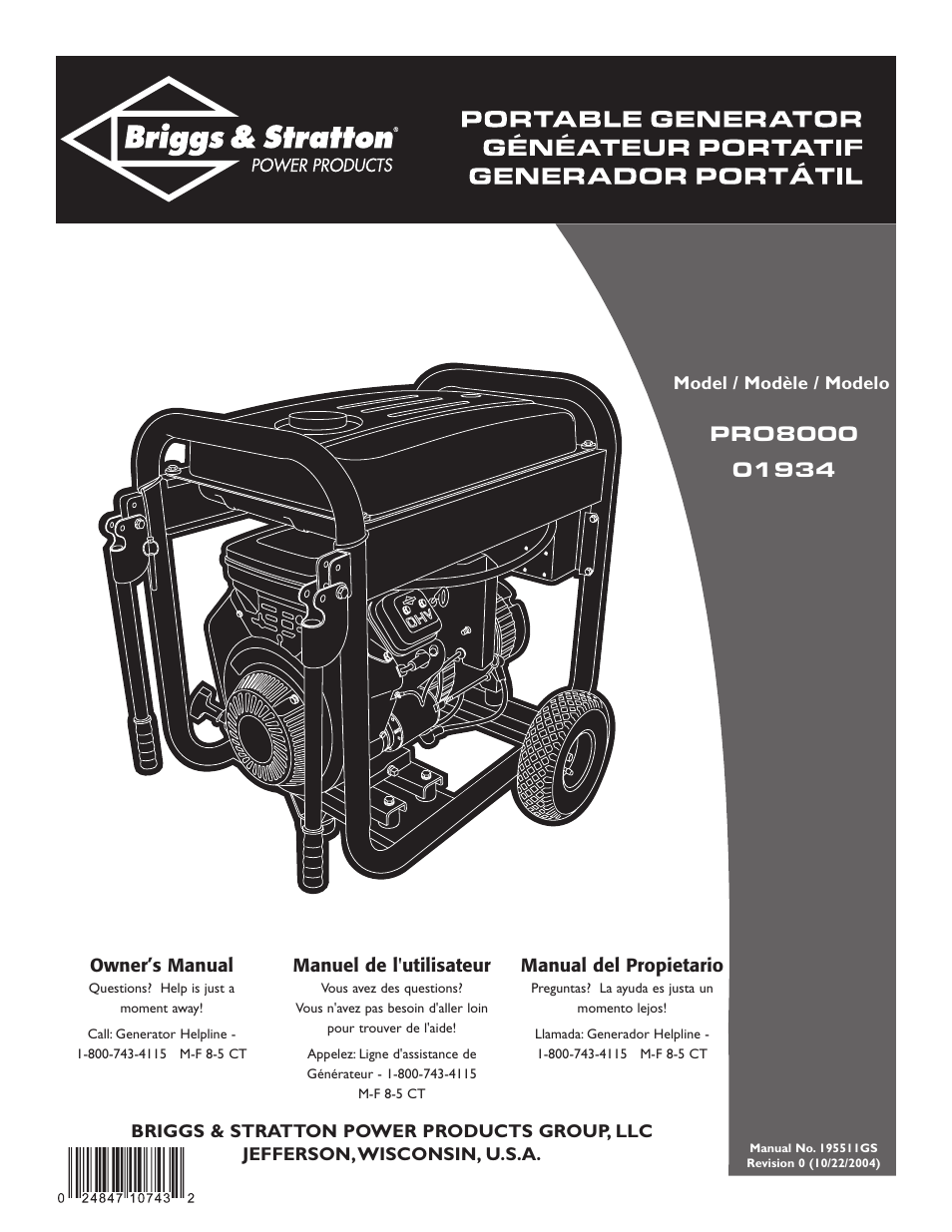 Briggs & Stratton PRO8000 User Manual | 60 pages