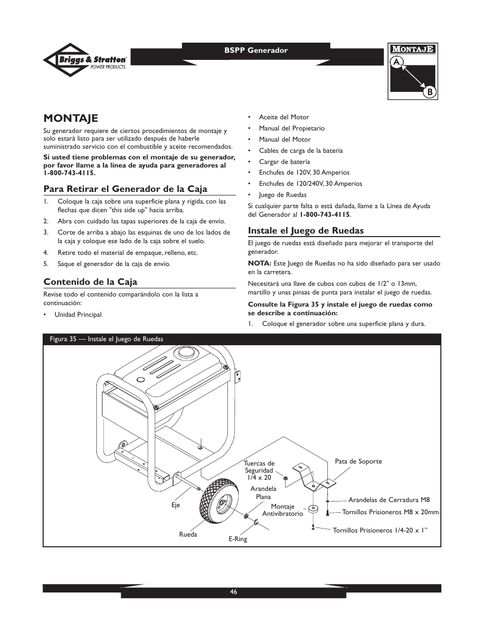 Briggs & Stratton PRO8000 User Manual | Page 46 / 60