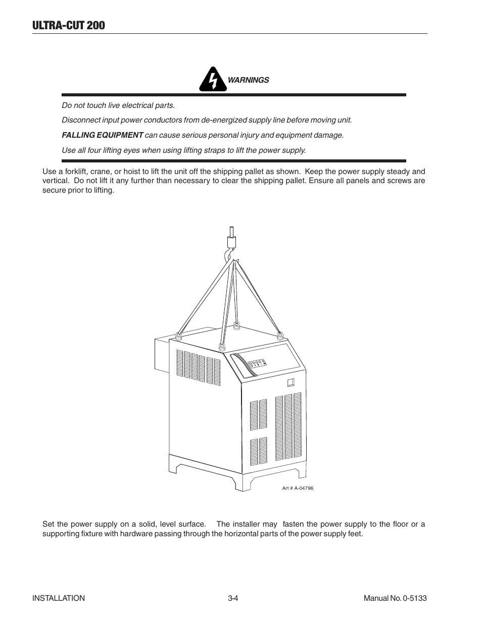 04 lift the power supply, 04 lift the power supply -4, Ultra-cut 200 | Tweco 200 Ultra-Cut(March 2013) User Manual | Page 30 / 168