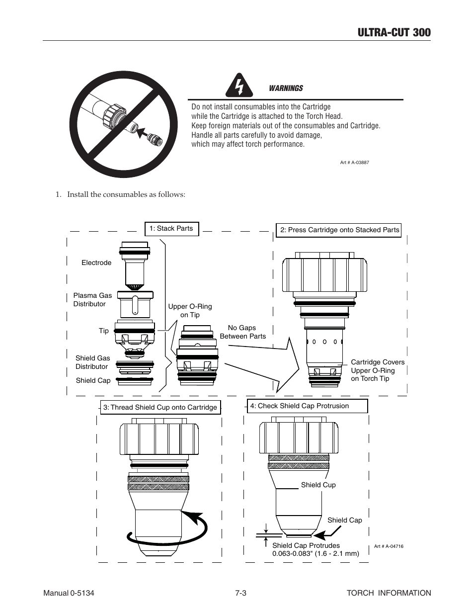 04 torch consumables installation, 04 torch consumables installation -3, Ultra-cut 300 | Tweco 300 Ultra-Cut(March 2013) User Manual | Page 129 / 166