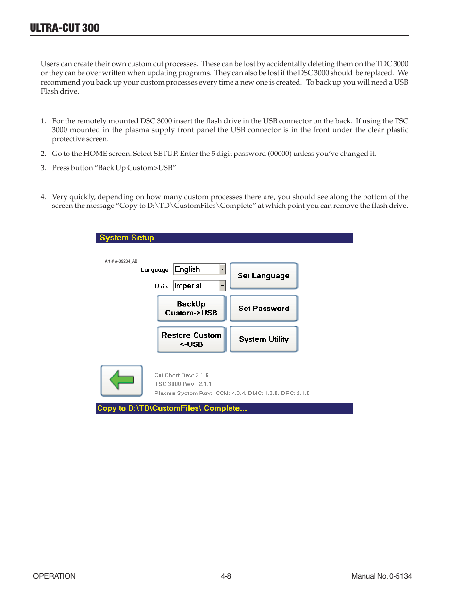 08 back up and restoration of custom processes, 08 back up and restoration of custom processes -8, Ultra-cut 300 | Tweco 300 Ultra-Cut(March 2013) User Manual | Page 78 / 166