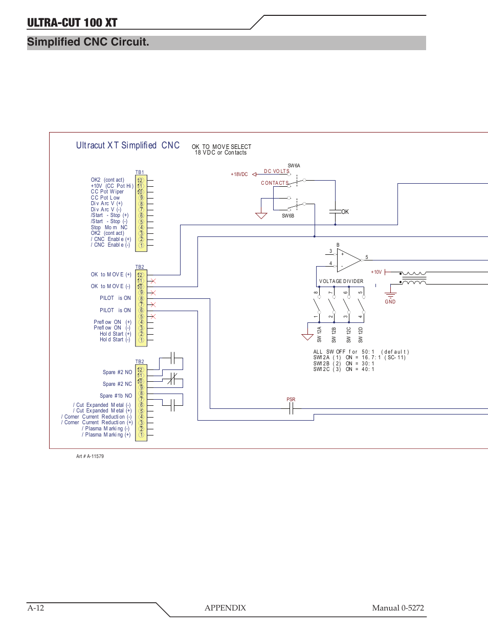 Simplified cnc circuit, Ultra-cut 100 xt, Ultracut xt simplified cnc | J15-cnc, J54 - rem ote hm i & cn c co m m | Tweco 100 XT Ultra-Cut Plasma Cutting System User Manual | Page 118 / 188