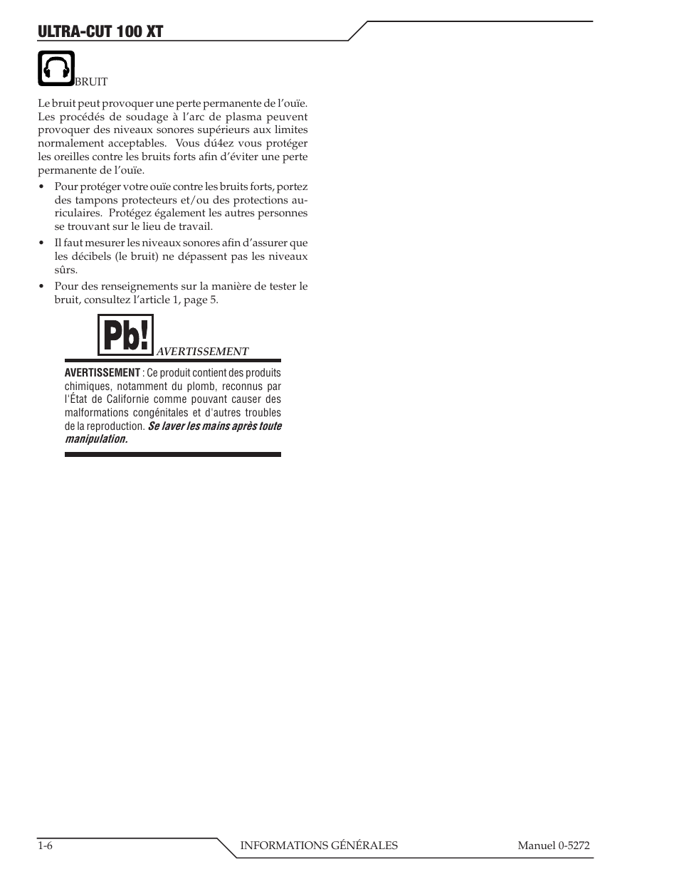 06 documents de reference, Ultra-cut 100 xt | Tweco 100 XT Ultra-Cut Plasma Cutting System User Manual | Page 12 / 188